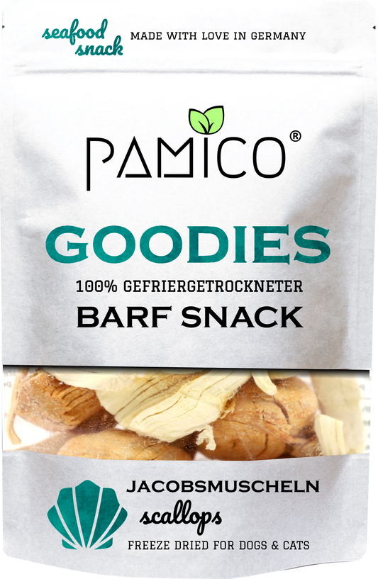 Jacobsmuscheln gefriergetrocknet - BARF Snack Goodies for dogs & cats