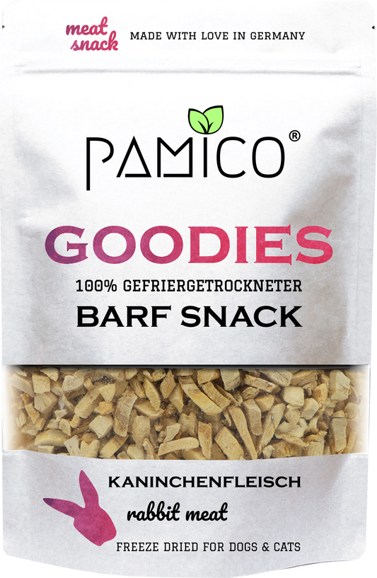 Kaninchenfleisch gefriergetrocknet - BARF Snack Goodies for dogs & cats