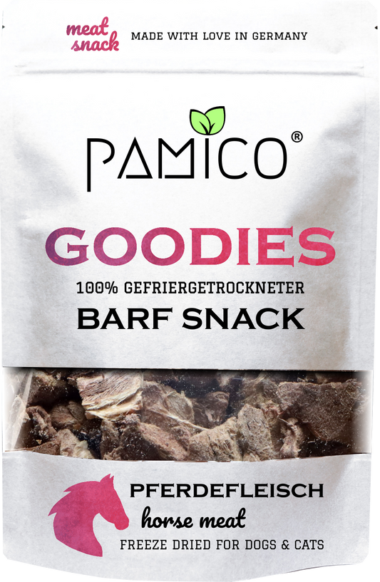 Pferdefleisch gefriergetrocknet - BARF Snack Goodies for dogs & cats