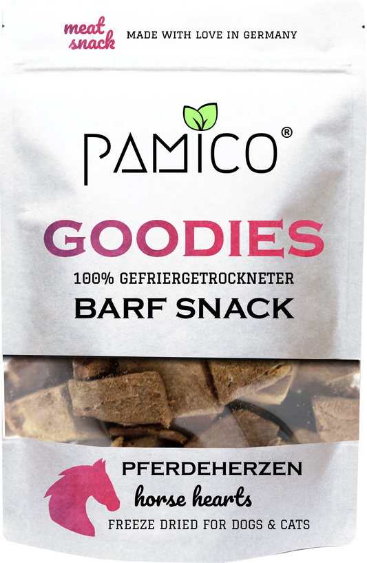 Pferdeherzen gefriergetrocknet - BARF Snack Goodies for dogs & cats