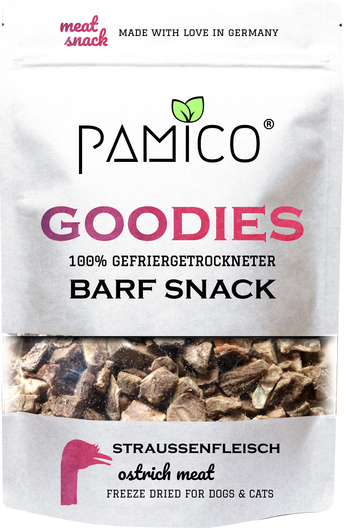 Straußenfleisch gefriergetrocknet - BARF Snack Goodies for dogs & cats